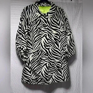 UBU  Flocked, Zebra Print, lined Button Down Jacket. Ladies size M
